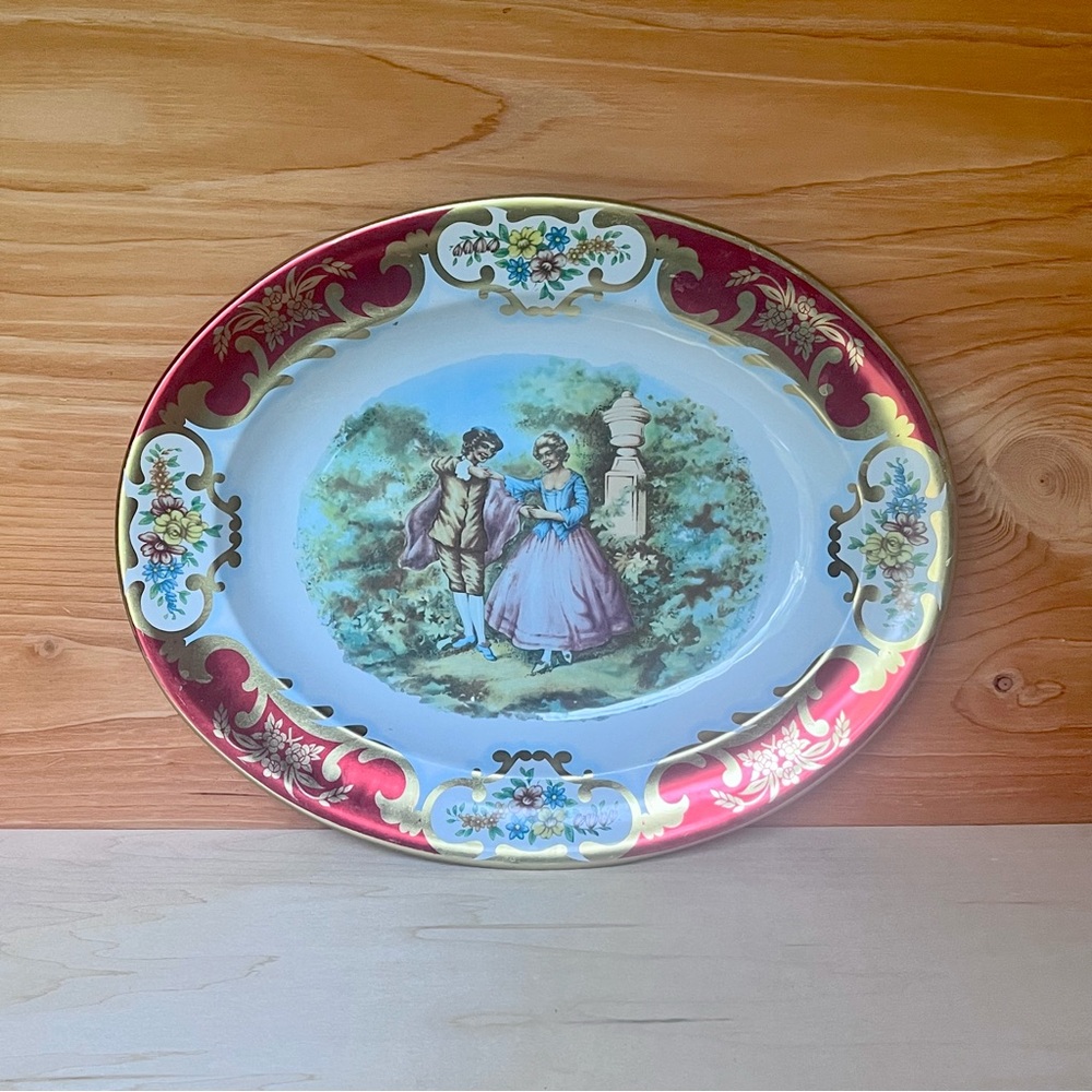 VTG Daher Decorated Ware Metal Tray Plate Victorian England